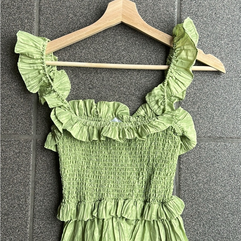 LPA Light Green Ruffled Top